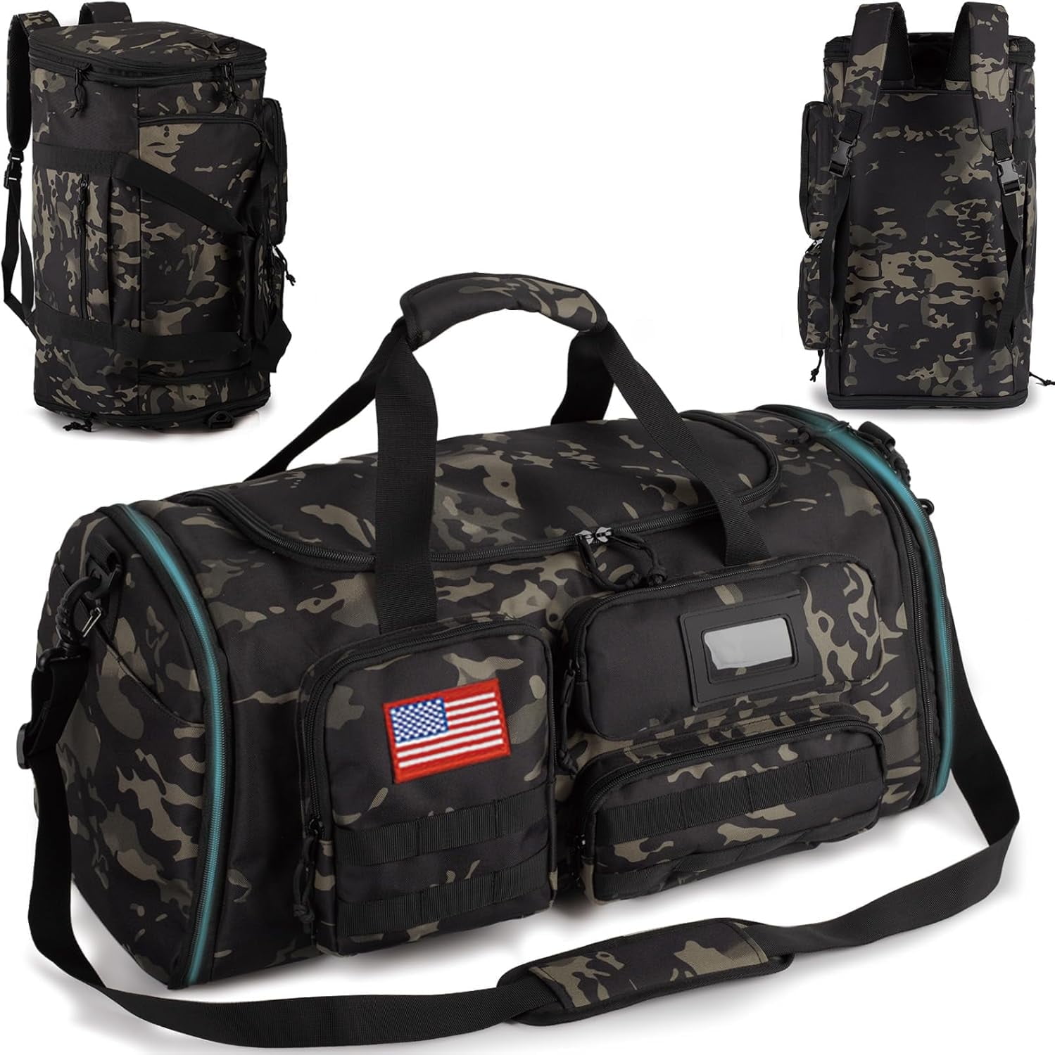 27.5In Expandable Gym Bag For Men,58L Large 3 in 1 Sports Travel Duffle Bag With Shoes Compartment,Water Resistant Sports Gym Tote Bags Multi-functional Travel Backpack Overnight Bag