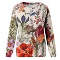 thumbnail image 4 of IROINNID Long Sleeve T-Shirts for Women Home Flower Print Round Neck T-shirt Top Blouse Pullover,Red, 4 of 6