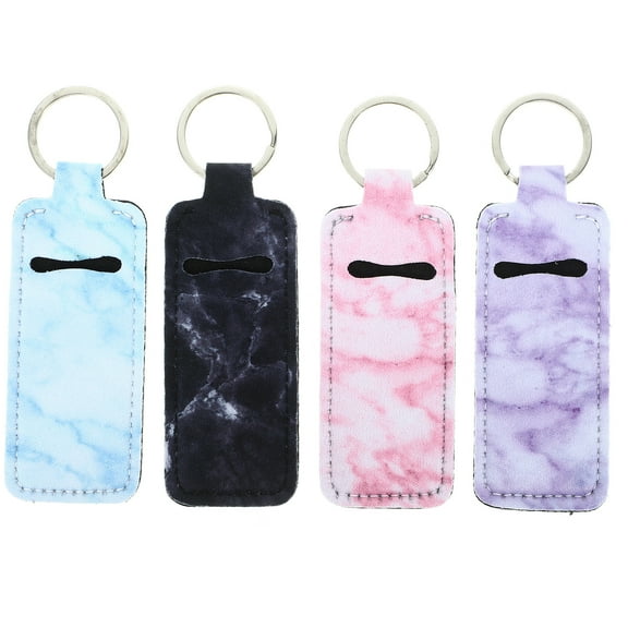 4Pcs Lipstick Holder Key Chain Portable Lip Gloss Balm Case Bag Keyring Lipstick Sleeve Holder