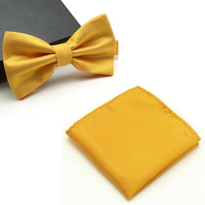 Men Checks Matching Bowtie Bow Tie Handkerchief Pocket Square Hanky Set