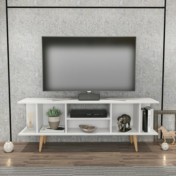 Akya 63" Modern Wood TV Stand for 65+ inch TV with Solid Wood Legs