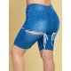 thumbnail image 4 of Cordones arriba dobladillo crudo más tamaño biker denim shorts Rosegal Pantalones cortos de talla grande, 4 of 5