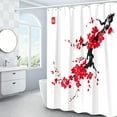thumbnail image 2 of Pink Cherry Blossom Shower Curtain, Japanese Sakura Floral Shower Curtain Set, Ink Painting Cherry Flower Shower Curtains for Bathroom, Waterproof Fabric with 12 Hooks, 72 x 72 Inches, 2 of 6