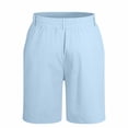 thumbnail image 6 of Yertdoel Mens Linen Shorts Soild Color Elastic Waist Drawstring Knee Length Shorts with Pockets Lightweight Loose Breathable Outdoor Workout Running Summer Casual Beach Shorts, 6 of 9