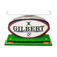 thumbnail image 3 of Deluxe Clear Acrylic Rugby Ball Display Case with Orange Risers and Turf Base (A004-OR), 3 of 6
