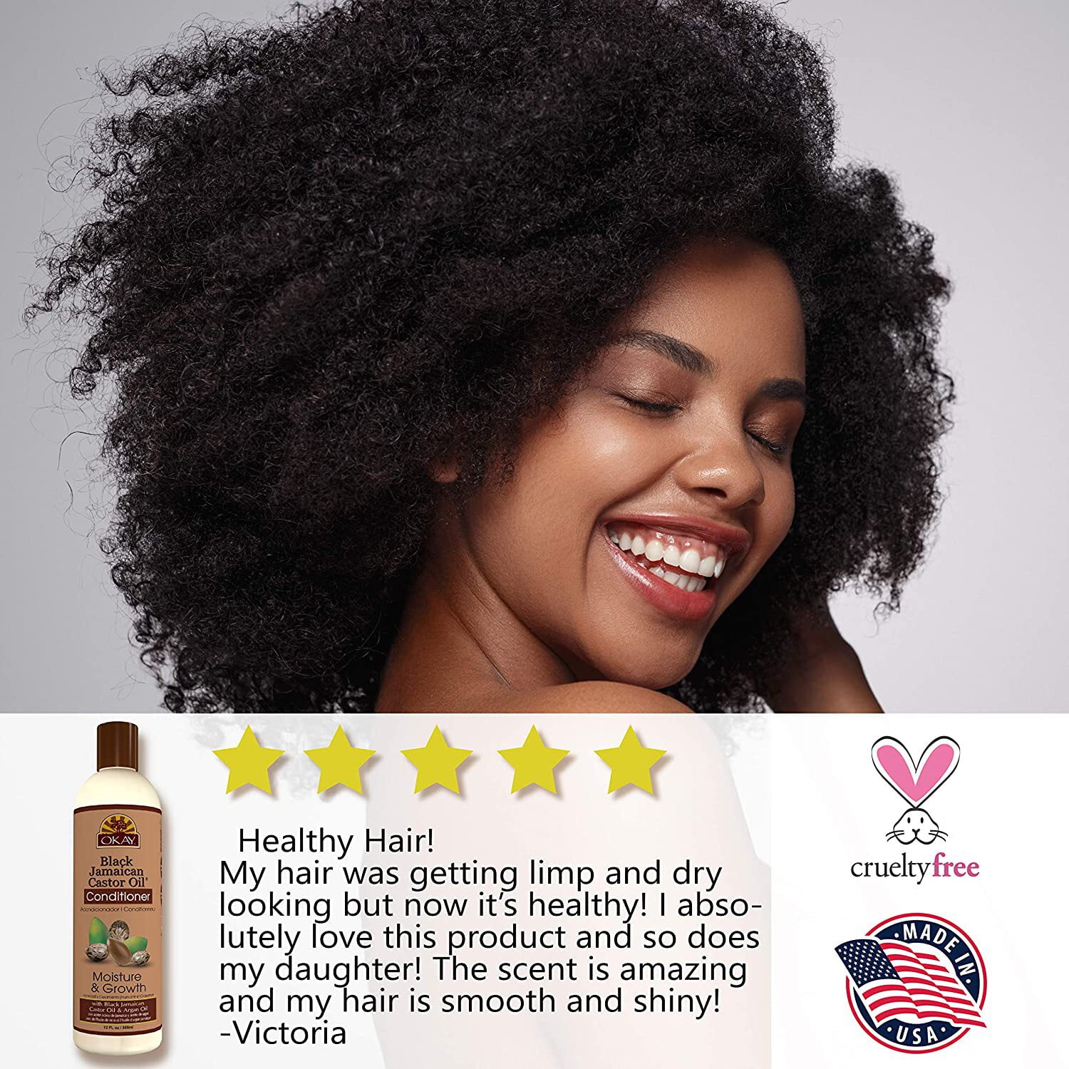 Okay Pure Naturals Black Jamaican Castor Oil Moisture Growth Conditioner for Hair Growth and Hydration, 12oz