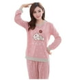 thumbnail image 1 of Pyjama pour Femme Femme Col Rond Ample Manches Longues Chemise + Pantalon Long Pyjama Ensemble Deux Pièces, 1 of 1