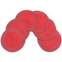 Rome Woven Braided Stitch Edge Table Placemats 15 Inches Round Set of 6 Non-Slip Dining & Kitchen Table Mats Red