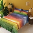 thumbnail image 3 of Nature Sheet Set, Horizon with Dark Storm Cloud Meadow with Sunset View Image Modern Design, Fitted and Flat Sheet with Pillowcases Bedding Accent 4 Piece Set, Calking, Multicolor, by Ambesonne, 3 of 5