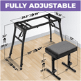 thumbnail image 2 of Liquid Stands Collapsible Piano Keyboard Stand and Piano Bench Stool - Adjustable and Portable Heavy Duty Music Stand for Kids & Adults - Fits 54-88 Key Electric Digital Keyboard Piano Stand and Seat, 2 of 7