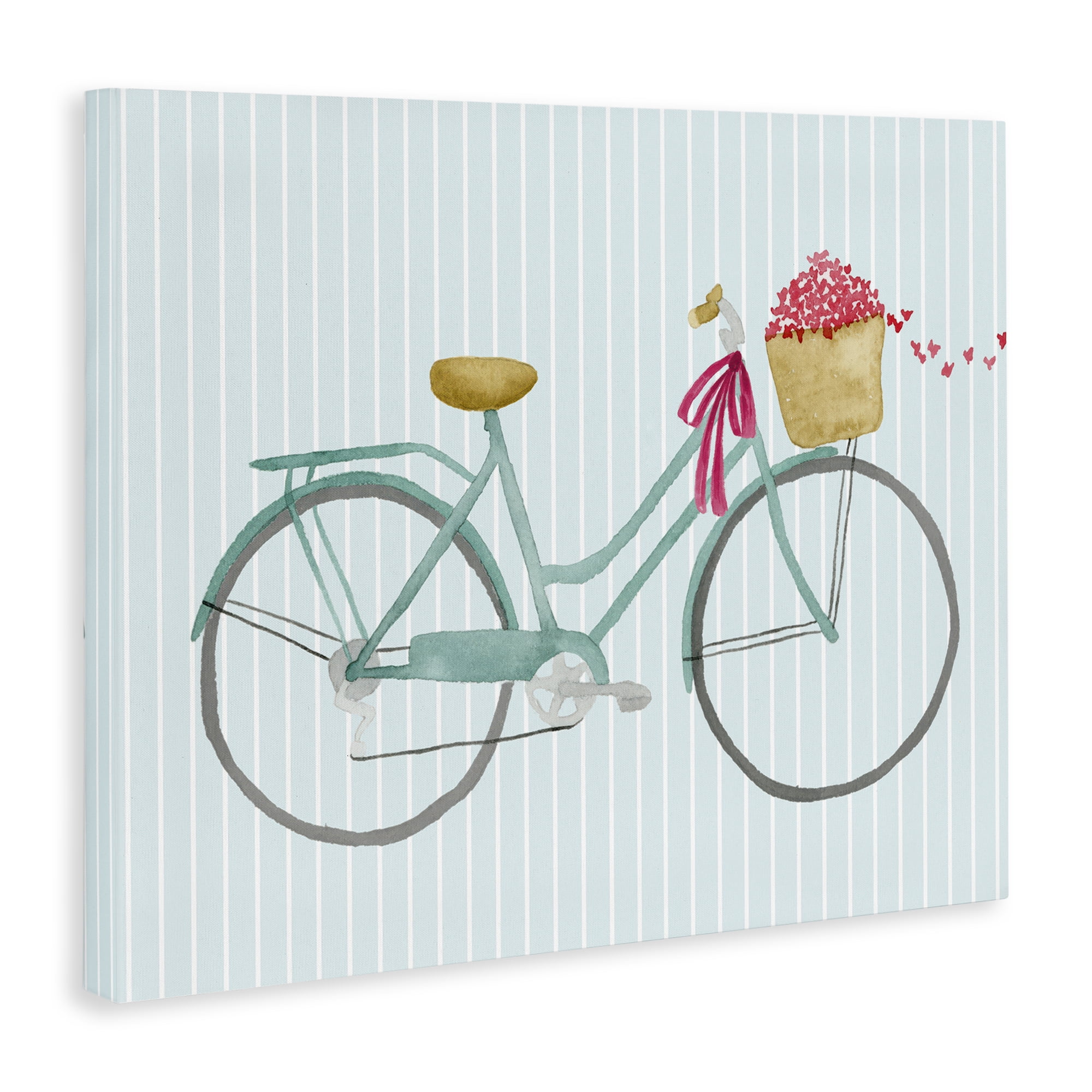 Stupell Industries Cycle Through Love on Stripes Transportation Painting Wrapped Canvas Art Print Wall Art, 40 x 30