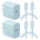 thumbnail image 1 of Coreykin 20W USB C Wall Charger-2 Pack Super Fast Charger with 6FT Cable-Compatible with iPhone 14/14Pro/13/13 Pro/12/12Pro/XS/Max/XR/X/8/8 Plus-Blue, 1 of 1