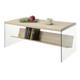 thumbnail image 4 of Convenience Concepts SoHo Glass Coffee Table with Shelf, Weathered White/Glass, 4 of 6