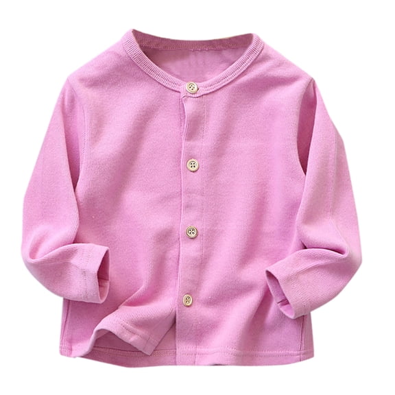 Generic Girls Lightweight Cotton Cardigan Sweater Toddler Knitted School Uniform Long Sleeve Button Sweaters Cute Basic Fall Tops