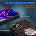 thumbnail image 3 of Rugged Case for iPhone 15 Ring Holder Kickstand Cover with Screen Protective Film, Heavy Duty Triple-Layers Military Grade Hybrid Shockproof Drop Resistant Case, Black+Red, 3 of 6