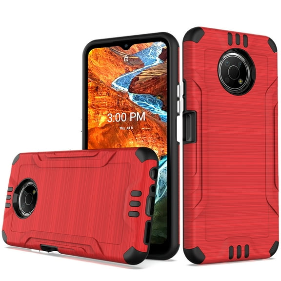 For Nokia G300 Strong Tough Metallic Design Hybrid - Red