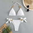 thumbnail image 2 of TSADFHJI Womens Plus Size Swimsuits Solid Color Bikini Sexy Lace Up Small Fresh Two Piece Swimsuit L White, 2 of 5