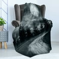 thumbnail image 4 of Horror House Soft Flannel Fleece Blanket, Moonrise Magic Landscape with Empty Rural Path to Pines Dramatic Vampire Way Print, Cozy Plush for Indoor and Outdoor Use, 60" x 80", Grey, by Ambesonne, 4 of 5