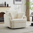 thumbnail image 3 of Leumius 360° Swivel Accent Chair with 2 Throw Pillows,40.55''W Corduroy Accent Chair Armchair,Comfy Upholstered Single Sofa Chair for Bedroom Living Room,Ivory, 3 of 7