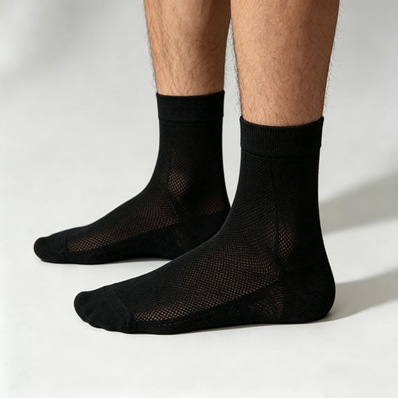 Outdoor Sports Mid Calf Socks for Basketball Breathable Hollow Design Enhancing Athletic Performance, Black