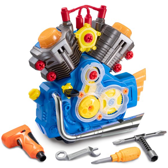Kit de construcción de motores POFJOEQ Kids, juego de reparación mecánica para niños de más de 3 años
