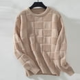 thumbnail image 2 of vdgthytj Chandails pour Femmes Automne Hiver Manches Longues Col Rond Hauts Tricotés Chandail à Carreaux, 2 of 9