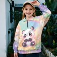 thumbnail image 3 of COEQINE Girls Quarter Zip Sweatshirt Pullover, Loose Fit Long Sleeve Fall Tops with Collar, Soft Polyester Fashion Top for Ages 5-6 Machine Washable, Panda Rainbow, 3 of 7