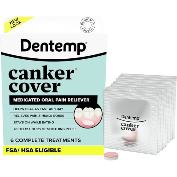 Dentemp Canker Cover - Canker Sore Medicine Pain Reliever, 4 Count