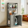 thumbnail image 4 of Dextrus Large Hidden Litter Box Enclosure with Shelves and Doors, Wooden Furniture, Grey, 4 of 8