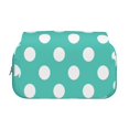 thumbnail image 2 of Hirioo Teal Turquoise And White Polka Dot for Large Grid Mesh Pencil Case with Zipper Stationery Organizer Case, 2 of 7