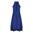 thumbnail image 3 of Chiffon Dresses for Women Plus Size Casual Solid Color Sleeveless Mock Neck Halter Midi Dress, 3 of 5