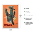 thumbnail image 2 of Mexico - Senor Cactus wearing a Sombrero Serape and Guitar - Mexican Department of Tourism - Vintage Travel Poster by Espert c.1945 - Master Art Print (Unframed) 13in x 19in, 2 of 4