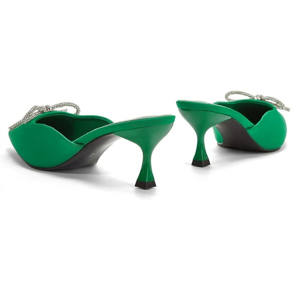 Slingback Rhinestone Bow Heels for Women Closed Pointed Toe Kitten Pumps Slip on Stilettos Wedding Bride Dress Shoes Shoes for Women Girls