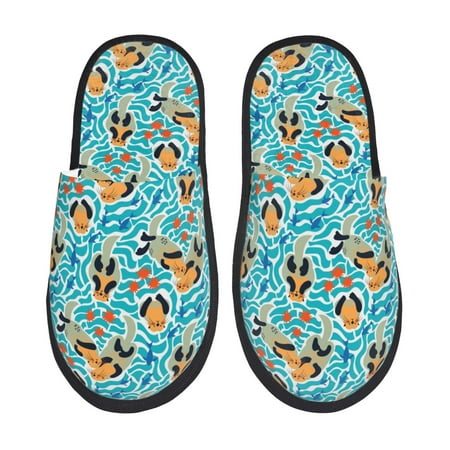 Balery Lovely Sea Otters Slient Indoor Furry Fleece Comfort House Shoes Soft Non-Slip Home Shoes Cotton slippers House Slippers-- Medium