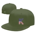 thumbnail image 7 of DouZhe Flat Brim Cap Snapback Hat, Letter K America Usa Flag Prints Adjustable Green Adult Baseball Cap, 7 of 7