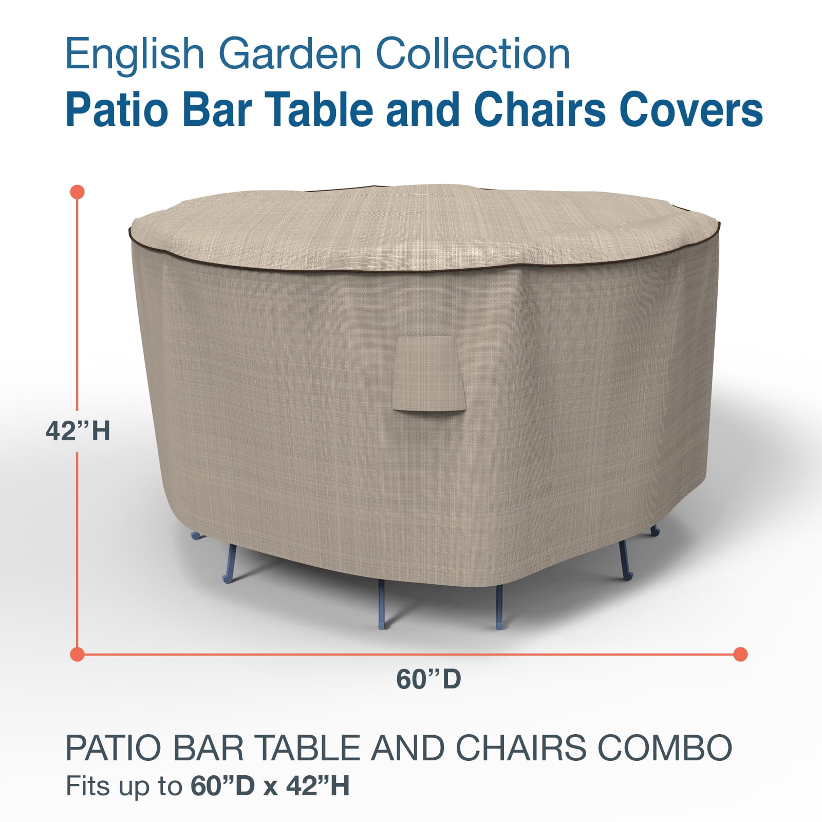 Budge Medium Brown / Beige Patio Bar Table/Chairs Cover, English Garden
