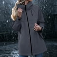 thumbnail image 2 of Women's Hooded Lightweight Raincoat Outdoor Waterproof Windbreaker Warm Rain Jacket for Hiking and Casual Travel, 2 of 9