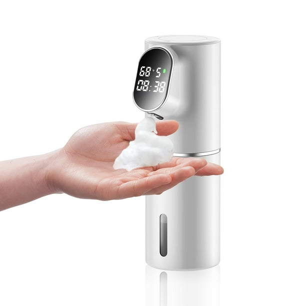 Dispensador de Jabon Espuma Automatico con Pantalla LED, Dispensador de Jabon Baño Pared con Sensor Infrarrojo y 5 Niveles de Espuma, USB-C, 320ml para Baño, Cocina o Regalos Elegantes