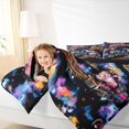 thumbnail image 3 of Manfei Classic Train Twin Comforter Sets,Dreamy Railway Pattern Bedding Set,Black Reversible,2pcs,1 Comforter and 1 Pillowcase, 3 of 7