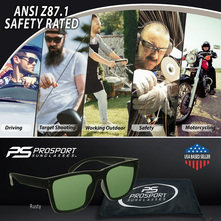 Bikershades Prosport Safety Sunglass Men EX Large Wide Big Tall Protective Z87 Lens Outdoor Work Glasses, adult Unisex, Black