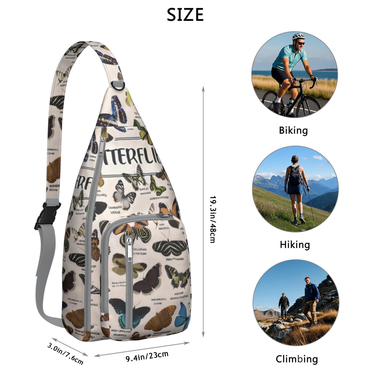 Butterfly Sling Backpack – Stylish Floral Crossbody Bag, Lightweight Shoulder Backpack for Travel, Hiking & Everyday Use