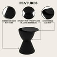 thumbnail image 3 of LeisureMod Side Table Modern Hourglass End Table Compact Accent Drum Table with Removable Lid for Storage Indoor and Outdoor Use Boyd Series in Black, 3 of 11