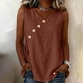 thumbnail image 7 of Ashirexll Summer Tops for Women Casual Linen Tank Top V-Neck Button Detail Drawstring Side Summer Blouse, 7 of 7