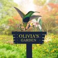 thumbnail image 2 of Personalized Humming Bird Flowers Garden Sign, Custom Metal Garden Signs for Outside, Custom Colorful Bird Garden Decor Art Yard Signs with Stakes, Custom Metal Name Sign Gift for Gardeners(10inches), 2 of 8