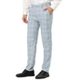 thumbnail image 4 of INSPIRE CHIC Men's Plaid Dress Pants Regular Fit Flat Front Checked Trousers Gray Blue 32, 4 of 6