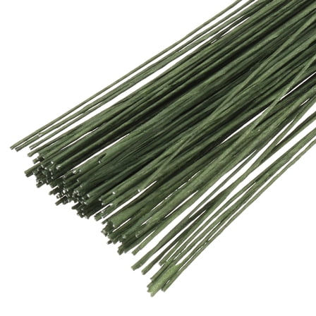 Uxcell 0.35mm 28 Gauge Florist Wire, 120 Pcs Flower Stem Wire Floral Flower Paper Wrapped Wire for Flower Crafts Bouquet Arrangement Supplies Wreath Making DIY Projects, Dark Green