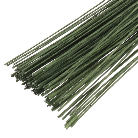 Uxcell 0.35mm 28 Gauge Florist Wire, 120 Pcs Flower Stem Wire Floral Flower Paper Wrapped Wire for Flower Crafts Bouquet Arrangement Supplies Wreath Making DIY Projects, Dark Green