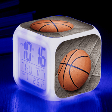 HANNTAOO LED Alarm Clock Basketball Pattern Creative Desk Table Clock Glowing Electronic Colorful Digital Clock for Unisex Adults Girl Boy Kids Children Toy Birthday Present Gift HTNL#919