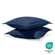 Bare Home Pillow Sham Set - Premium 1800 Collection - Double Brushed - Euro, Dark Blue