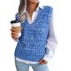thumbnail image 5 of Chaleco de punto con cuello en V y giro de color europeo y americano para otoño e invierno, ropa de mujer, 5 of 5